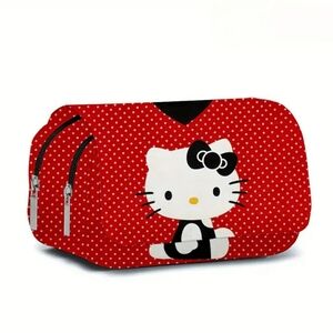 Hello Kitty makeup pouch, double zipper compartments